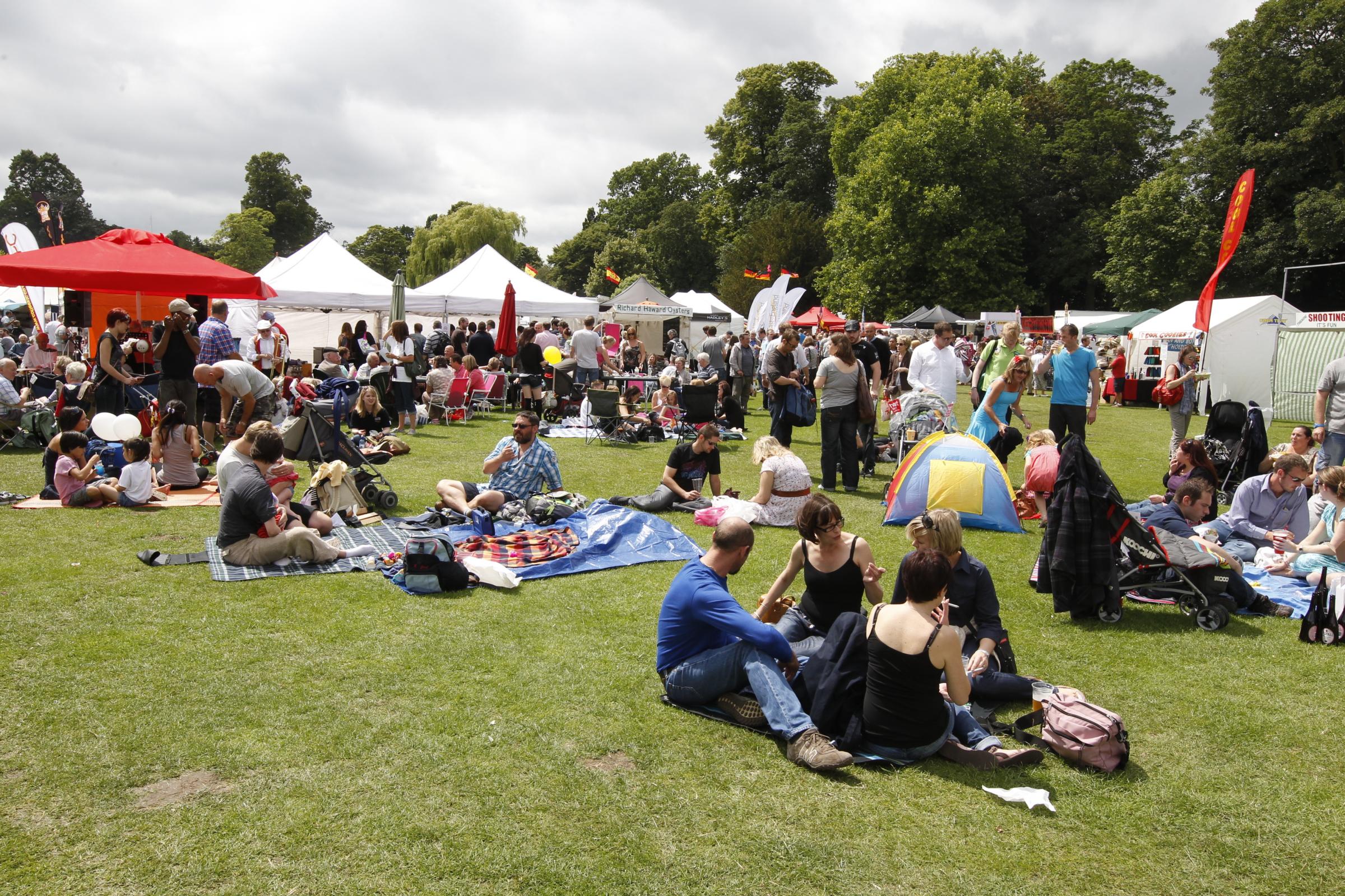 Food for thought - visitors soak up the atmosphere and some sunshine in Castle Park