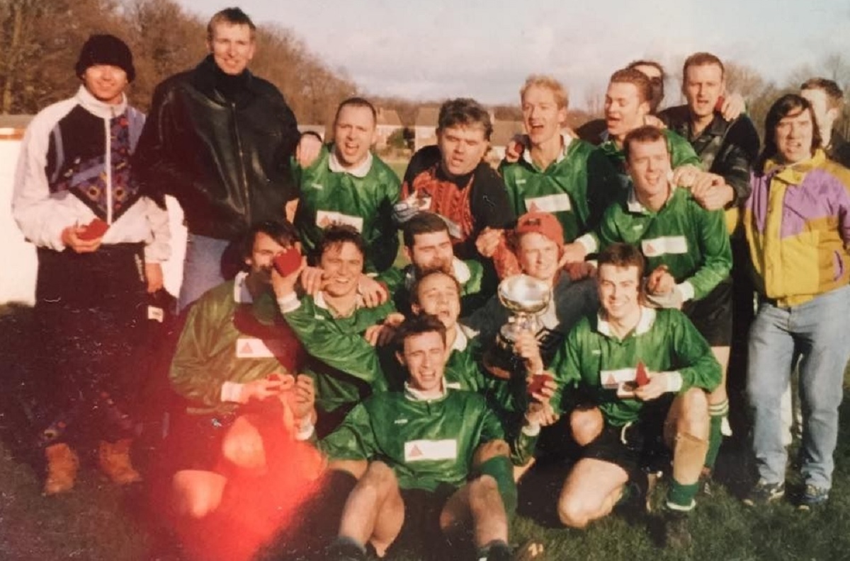 Party time - Mercian won the John Fowler Memorial Cup in 1994/95, beating AFC Pegasus at Bromley Road