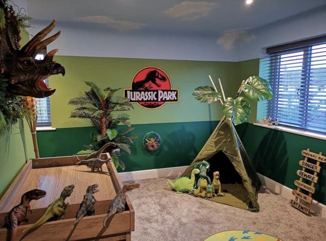 Step inside the incredible Jurassic Park bedroom mum created for “dinosaur-obsessed” son