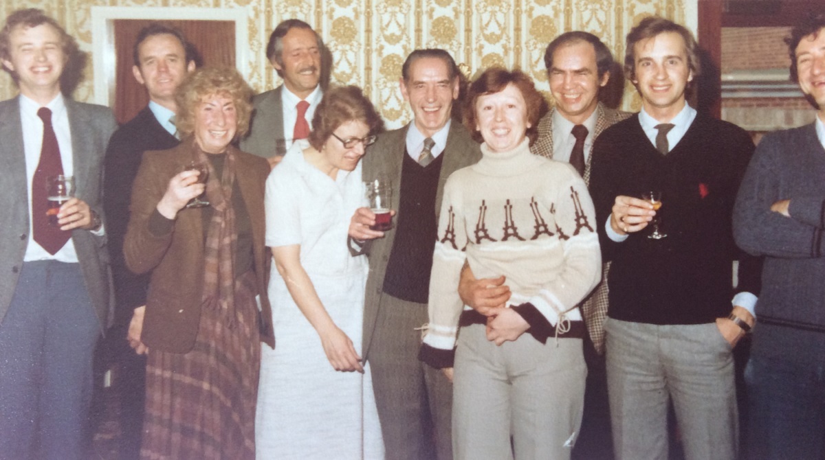Party time - Cyril Elmes (third from the right) at the retirement party of foreman Lionel Rains