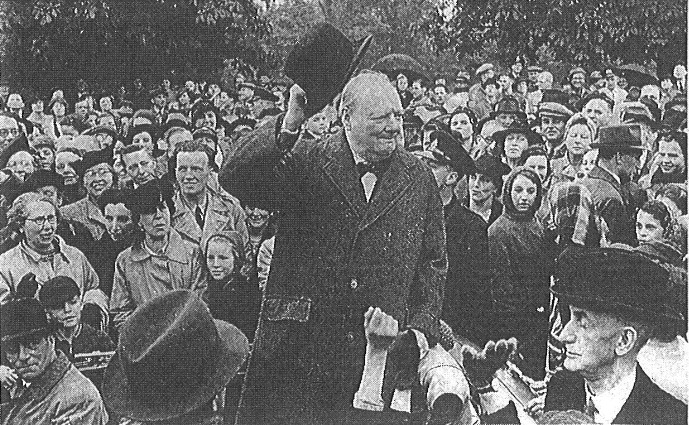 Warm reception - crowds surround Winston Churchill during the 1945 election campaign. Gerard Oxford remembers his state funeral, which was the first for a non-royal family member since Lord Carson in 1935