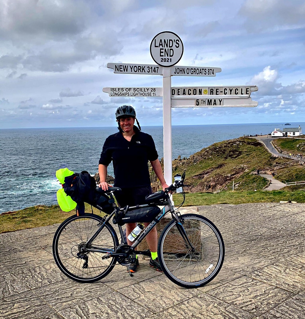 Here goes nothing - Deacon Richardson at the start of his epic ride, in Lands End