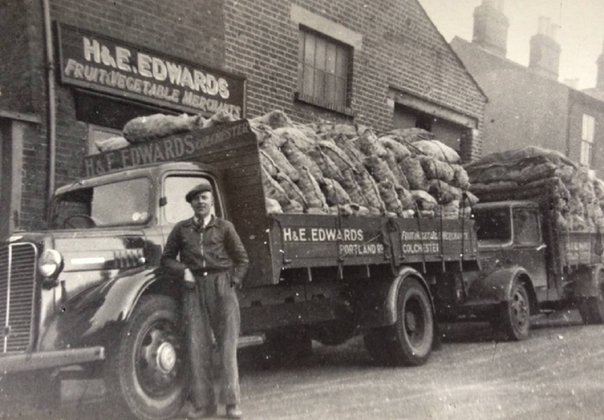 Family history - Reginald Charles Felgate, the dad of current owner Neil. He is pictured outside H & E Edwards, then dealing in fruit and vegetables, in around 1960