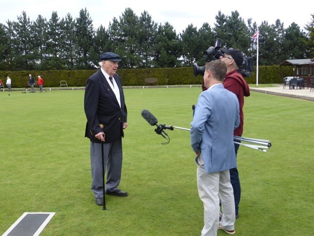 Member - Mike Bushell interviewing John Gould on the lawn 