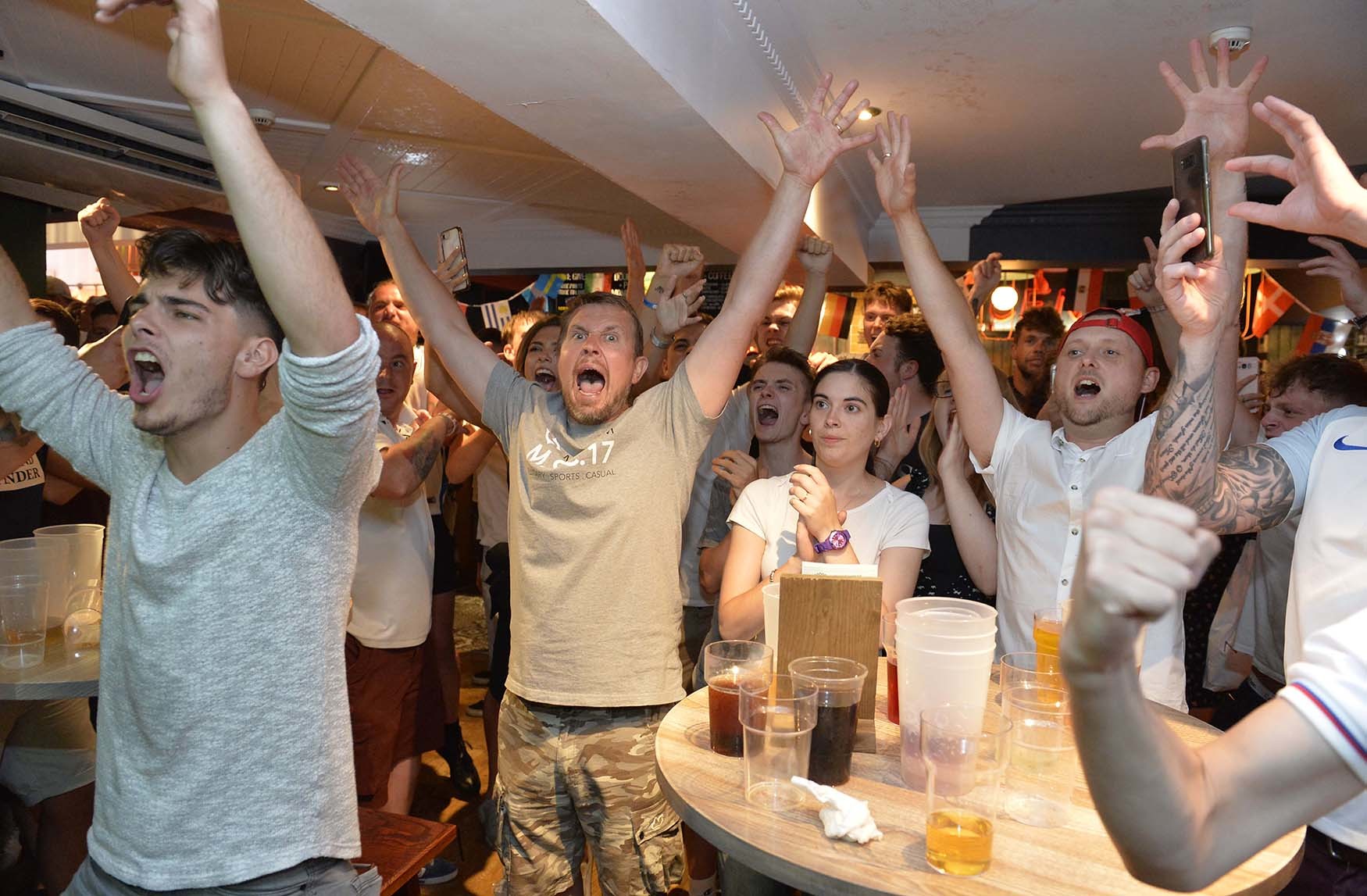 Colchester celebrate as England get through to the semi finals of the World Cup.Centurion pub.