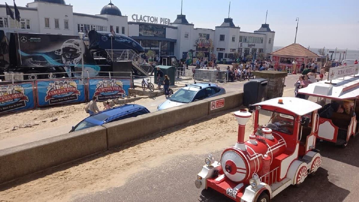 All aboard - Anthony Allston captured the crowds at Pier Gap and on Clacton Pier
