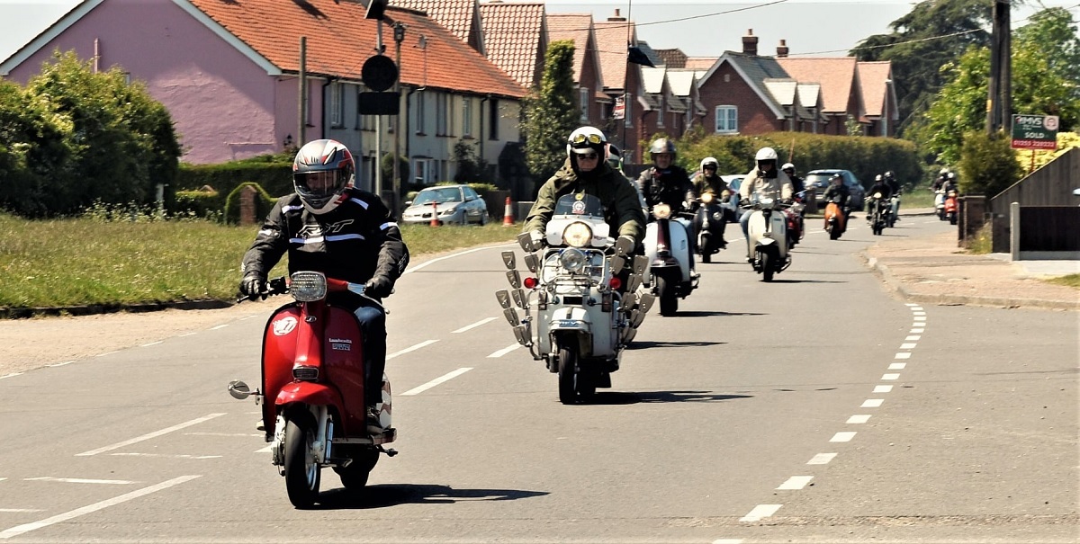Revving into action - Nigel Wood saw these bikes and scooters heading to Walton