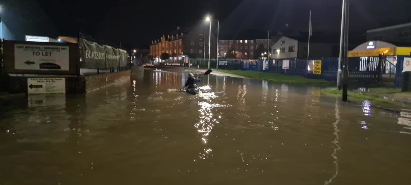 Floody hell! - Bryony Coles took a kayak down Haven Road in Colchester during early morning high tide