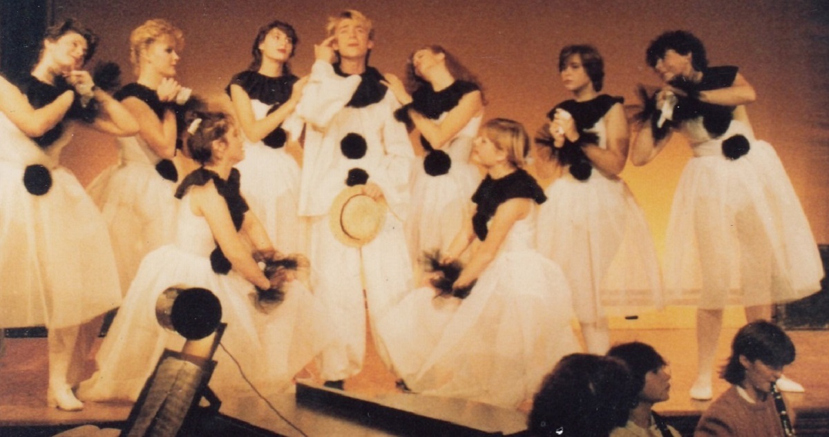Strike a pose - the Stanway cast performing in Oh! What a Lovely War, in 1985