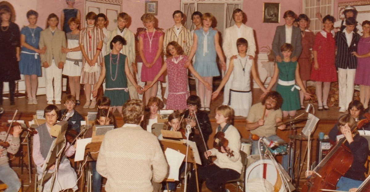 Music makers - the cast perform The Boyfriend, in 1982