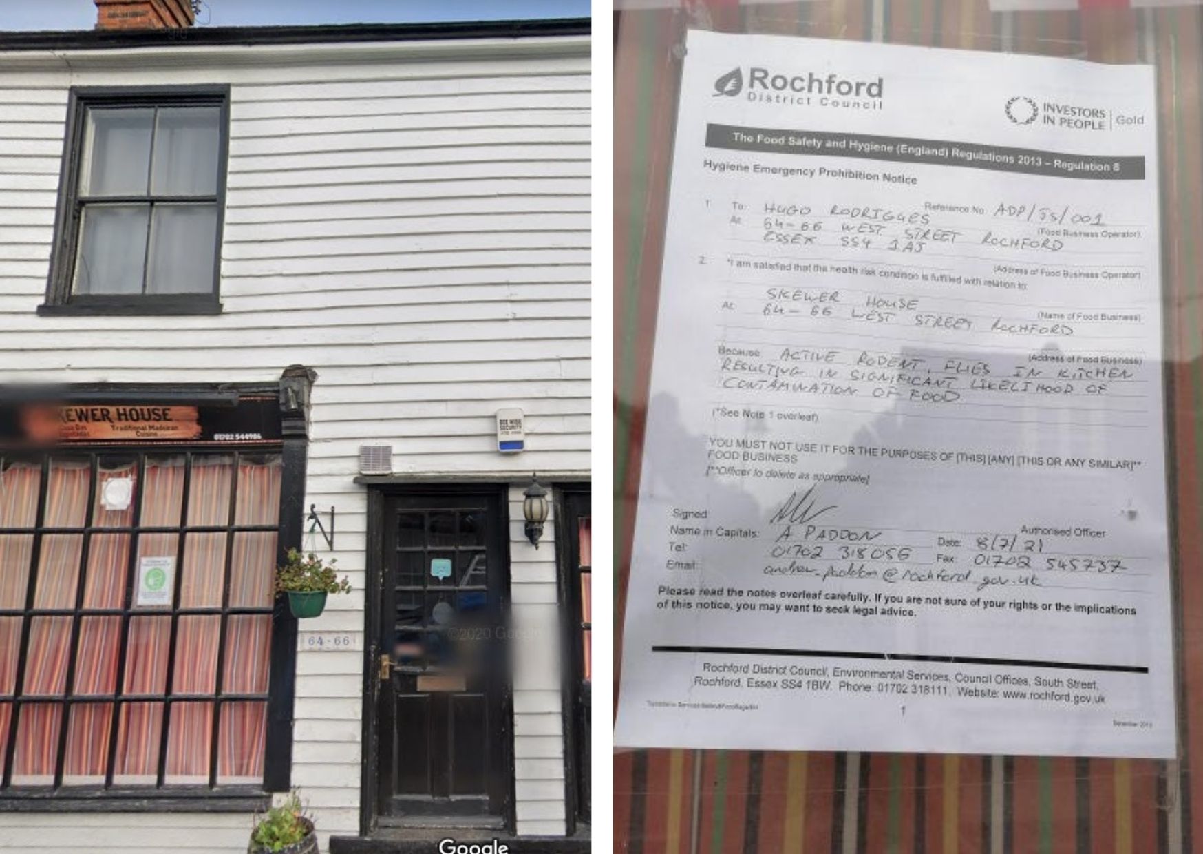 Skewer House Rochford: Eatery shut down due to health concerns