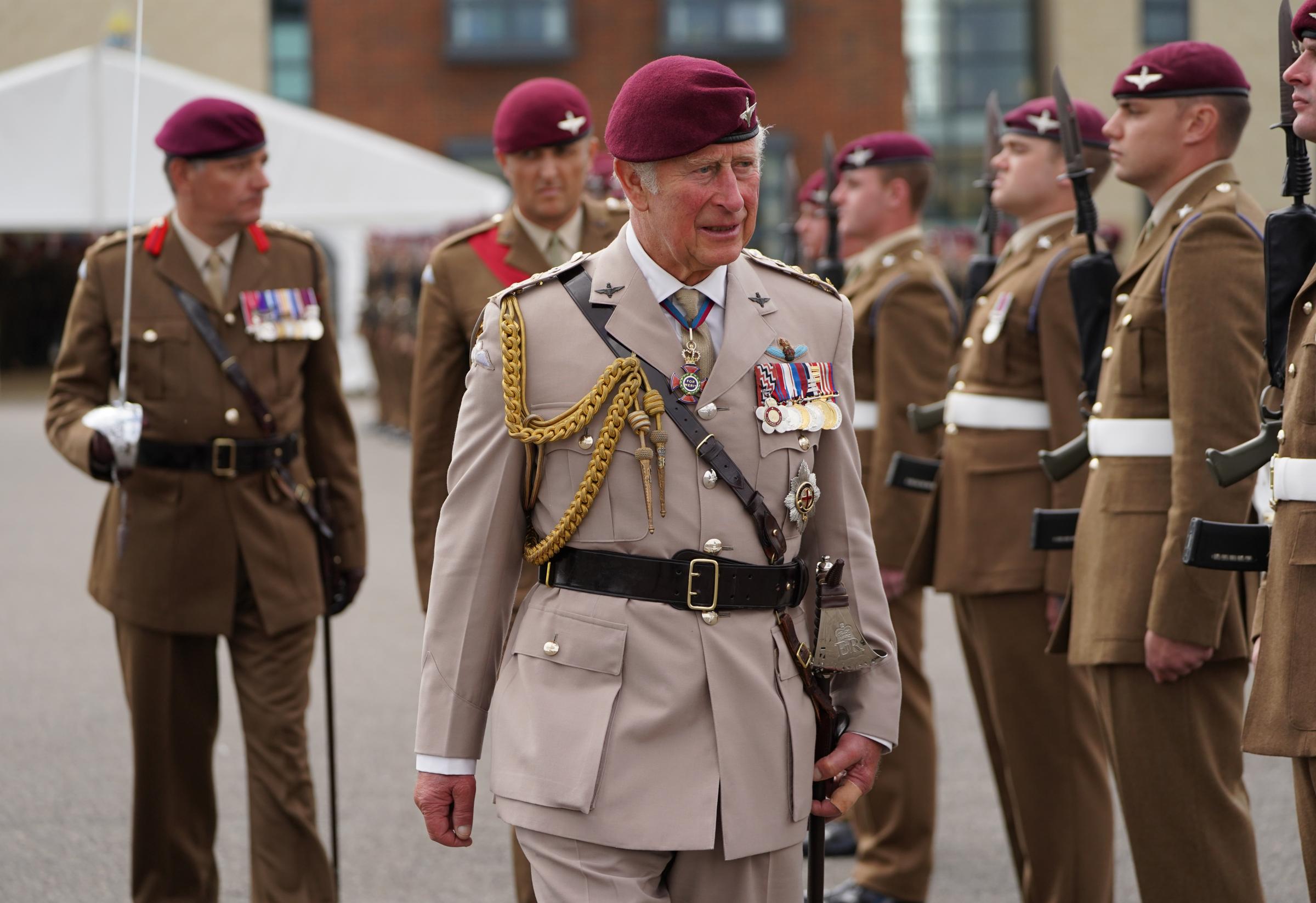 Prince Charles pictured at Merville Barracks in Colchester