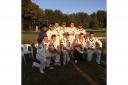 Frinton celebrate their EAPL title success at Mildenhall on Saturday.