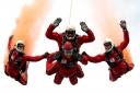Flash back -Joan Harding skydiving with the Red Devils parachute team for her 90th birthday