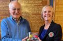 Seven decades - Gordon Rodgers was presented with gifts by Colchester Golf Club's captain Alison Clare