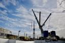 Towering – the crane which has been brought in to build the new unit is more than 16 tonnes in weight
