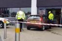 Crash - the car struck the front of Home Bargains in Clacton Shopping Village