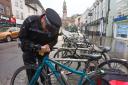 An officer checks a bike in Colchester