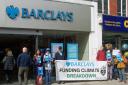 Protest - Activists of the group Extinction Rebellion took part in a protest at the Barclays branch in Clacton