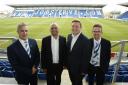 Tour – Culture, Media and Sport Secretary Sajid Javid chats to Matt Hudosn and Tim Waddindton at Weston Homes Community Stadium with Conservative candidate Will Quince