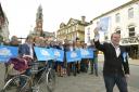 Darius Laws, launching the Conservative Manifesto in Colchester High Street, with fellow Conservatives behind..