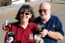 Jenny Dale and Steve Frost raise a glass to celebrate the launch of the ninth Maldon Beer Festival