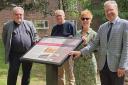 Historic - The panel unveiled by [from left to right] Rev Ray Gibbs, Cllr Pete Hewitt, Cllr Michelle Burrows and Philip Wise, the Heritage Manager.