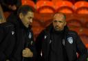 Taking stock - Colchester United head coach Matty Etherington (right) with assistant boss Scott Marshall