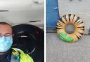 Officers from the roads policing unit found an inflatable ring moving along lane two of the road . Picture: @EPRoadsPolicing