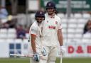 Breather - Essex batsmen Paul Walter (right) and Feroze Khushi chat between overs against Northamptonshire Picture: TGS PHOTO