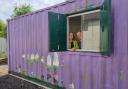 Great plans - Cllr Andrea Luxford Vaughn and Anne Lucking inside the youth hub container.