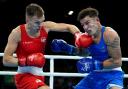 Packing a punch - England's Lewis Richardson (left) and Guernsey's Billy le Poullain during the Men's Over 71kg-75kg (Middleweight) quarter-final Picture: PA WIRE