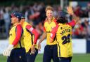 Main man - Ben Allison celebrates taking the wicket of Max Holden during Essex Eagles' game against Middlesex in the Vitality Blast T20, in June 2022 Picture: TGS PHOTO