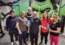 Show of strength - Mick Amey (fourth from left) with fellow powerlifters Ash, Dan, Stewie, Gracie and Shirley