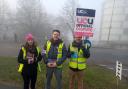 Ongoing – Raynee Gutting, Lorcan Whitehead, and Nelson Fernandez on the Essex University picket line