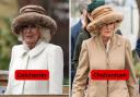 When she visited Colchester last week she wore a cream coloured coat and tan Lock & Co hat