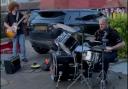 Drummer - PC Jake Mabey at the street party in Theydon Bois
