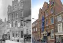 A side by side image of the Head Street building in 1883 and present day