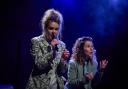 On stage - Hannah Walker with British sign language interpreter Faye Alvi