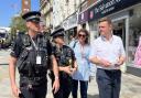 Patrol – Essex Police officers discuss with Natalie Sommers and MP Will Quince about hotspots in the city centre