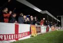 Brightlingsea Regent Fans celebrating a 3-2 victory against Maldon & Tiptree, December 2025