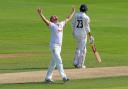 Essex's Jamie Porter celebrates taking the wicket of Alex Davies of Lancashire in their Specsavers County Championship division one match at the Cloudfm County Ground Picture: GAVIN ELLIS/TGS PHOTO