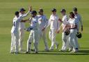 Essex's Simon Harmer celebrates with his team-mates after taking the wicket of Ben Twohig Picture: GAVIN ELLIS/TGSPHOTO