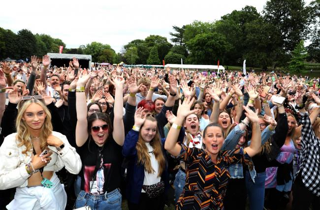 Crowds - people enjoy the Olly Murs concert in Castle Park, Colchester