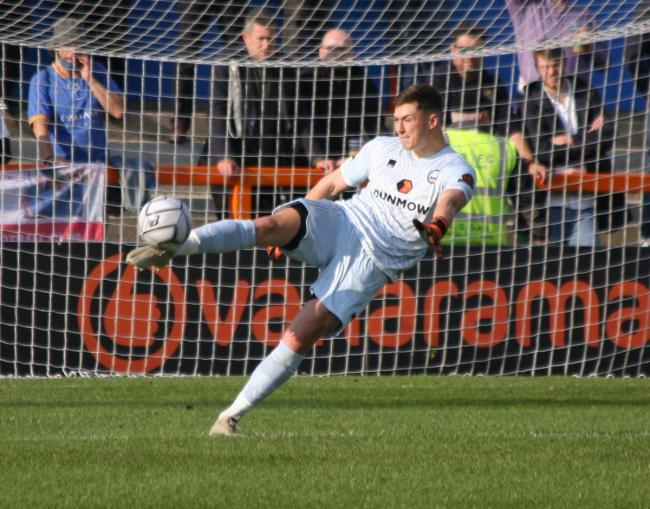 Clearance - Braintree Town goalkeeper Billy Johnson in action against St Albans City following his last-minute call-up Picture: JON WEAVER
