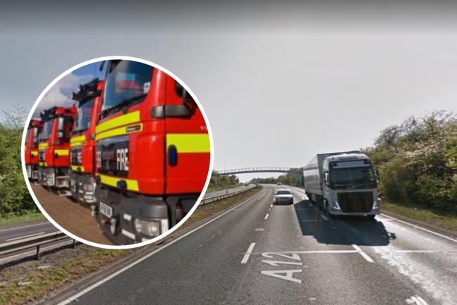 The A12 has been blocked by an accident