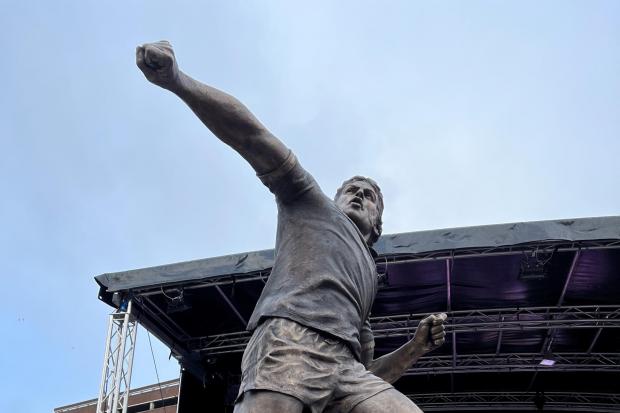 Legend - the statue of Ipswich Town legend Kevin Beattie is unveiled at Portman Road