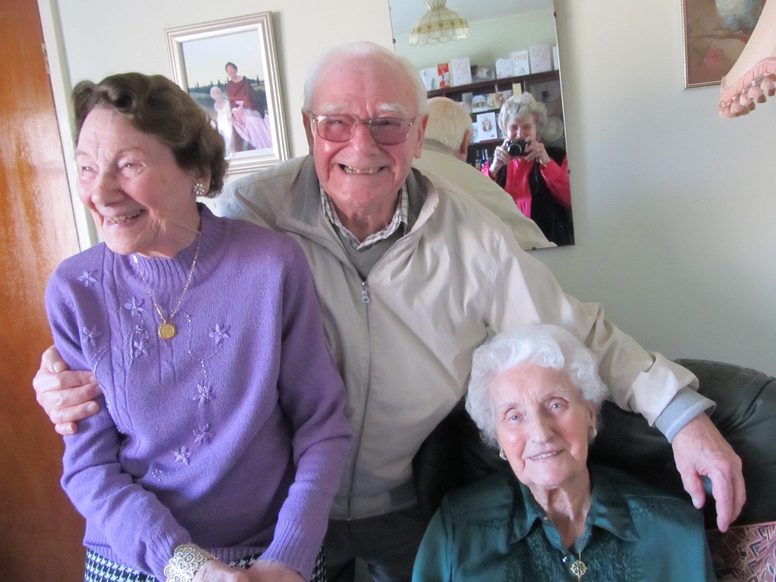 Still going strong – Margaret with her bother John, 92, and her sister Joan, 102