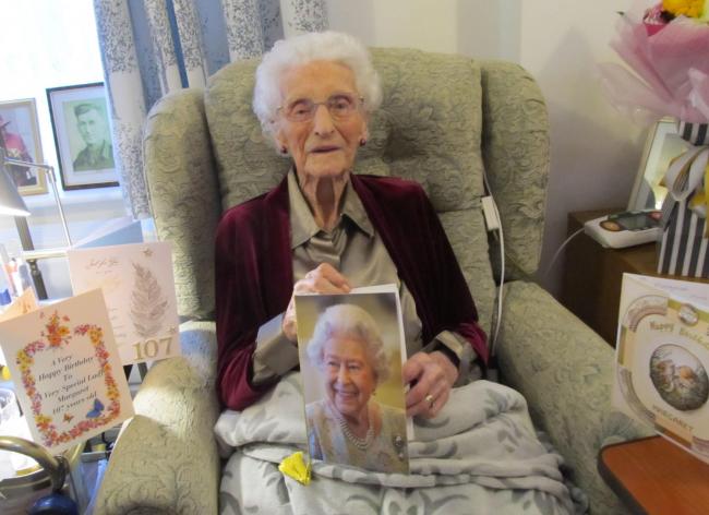 Birthday card – Margaret Gilbert received her fourth birthday card from the Queen after turning 107 on Christmas Day