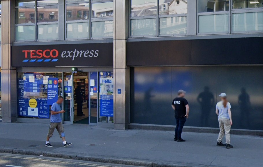 Colours - an example of a Tesco Express shop with a darker background